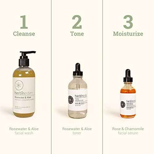 Herb¡¯N Eden - Sensitive Skin Facial Kit - Cleanse, Mask, Tone, & Moisturize - Natural Ingredients & Essential Oils - Made in USA - 5 Product Set includes Wash, Toner, Serum, Mask, Sisal