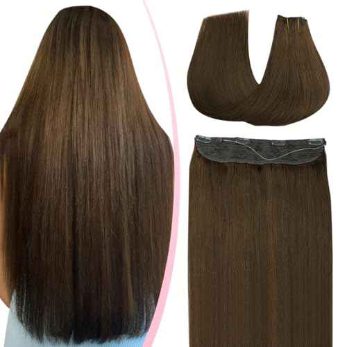 SURNEL Wire Hair Extension Invisible 18 inch Color 4 Medium Brown Secret Fish Line Hair Extensions 80g (#4,18inch)