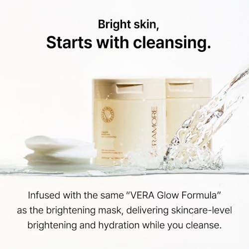 Veramore Rice & Vitamin Glow Cleansing Pads ? Dual-Sided Brightening & Hydrating Toner Pads with Mushroom Extract & Hyaluronic Acid, Niacinamide | Gentle Exfoliating K-Beauty, 70 Count (5.07 fl oz)