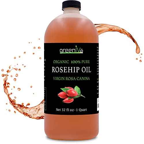 GreenIVe Organically Grown Rosehip Oil Rosa Canina 100% Pure Cold Pressed Virgin Oil (32 Ounce)