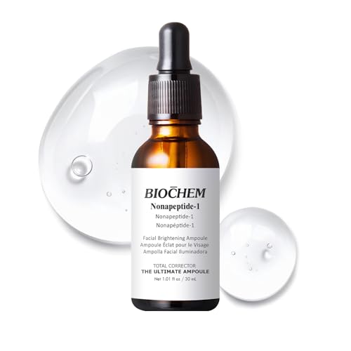 BIOCHEM Nonapeptide-1 Brightening Serum?Dark Spot Corrector & Melanin Inhibitor Ampoule for Even Skin Tone & Natural Glow? Anti-Aging Peptide Treatment for Face & Neck,1.01 fl oz/30 mL
