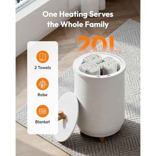 EUHOMY Towel Heating Bucket, 20L Large Towel Heating Bucket for Spa, Automatic Shutdown, Adjustable Temperature and Timing, Quick and Even Heating, Hot Towel Heating Bucket with Fragrance Tray, White