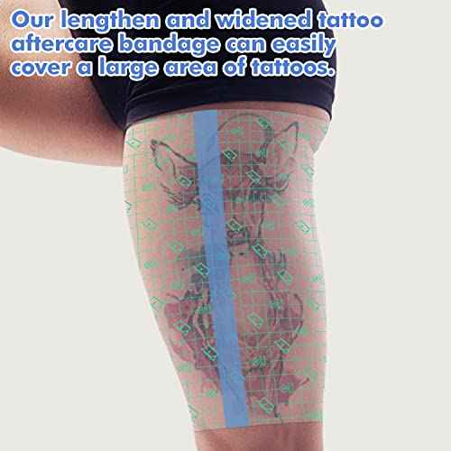 Tattoo Aftercare Waterproof Bandage (7.87 in x 10.9 Yd Roll) Second Skin Wound Healing Protective Skin Adhesive Bandages Transparent Dressing Bandages Tattoo Supplies