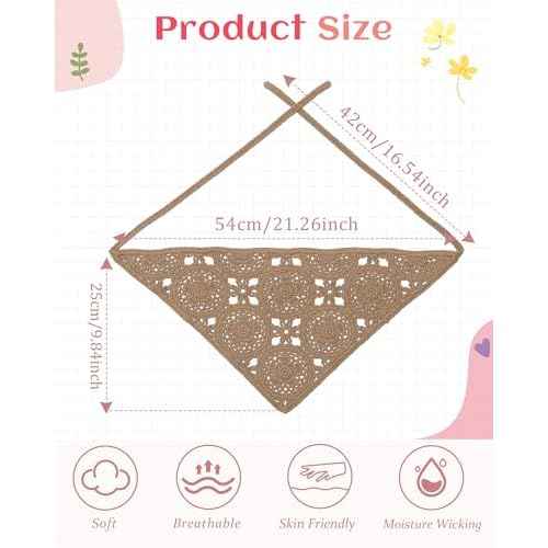 HAIMEIKANG Floral Crochet Hair Bandanas Headscarf 2 PCS Women Hair Scarf Daisy Headband Vintage Head Kerchief for Girls