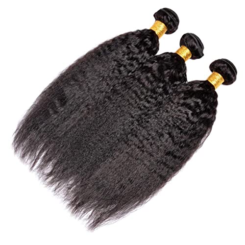 10 12 14 Inch #1B Yaki Straight Bundles Human Hair 3 Bundles Brazilian Remy Hair 100 Grams/Bundle 10A Grade Unprocessed Virgin Hairs Kinky Straight Bundle Weaves Extensions