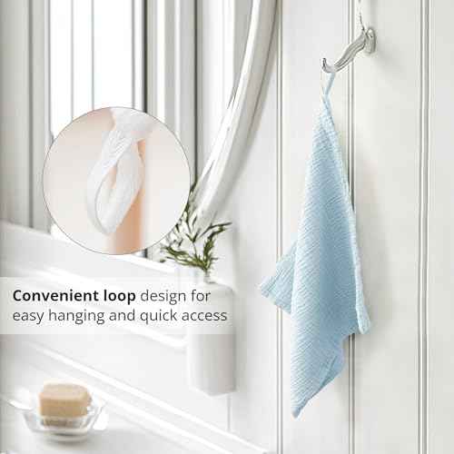 Konssy 7-Pack Ultra Soft Muslin Cotton Face Wash Cloths, Reusable Absorbent Washcloths for Sensitive Skin, Lightweight Facial Makeup Remover Towels for Women (11 x 11 Inch)
