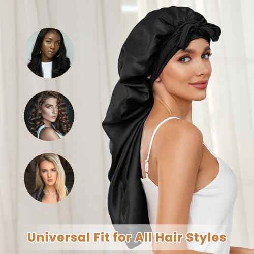 Silk Long Bonnet for Braids & Curly Hair, Silk Satin Bonnet for Sleeping, Extra Large Bonnets for Women Braid
