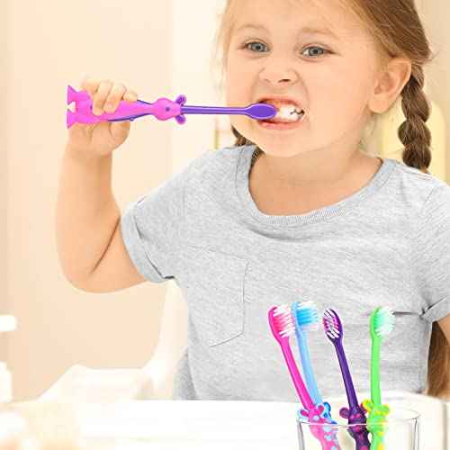 Gerrii Kids Toothbrushes Bulk Soft Lovely Little Kangaroo with Covers Suction Cup Individually Wrapped for Children Toddler Home School Camp Daycare Travel (50 Pcs)