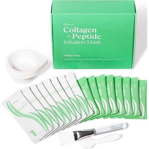 Ebanel Collagen Peptides Wash-Off Face Mask Set, 8 Pack Instant Skin Tightening and Lifting Masks, Brightening Face Mask with Niacinamide, Glutathione, Hyaluronic Acid, Vitamin C, Cica, B5, Albumen