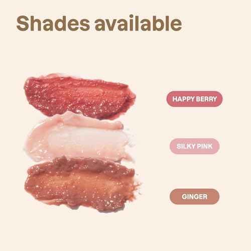ATTITUDE Oceanly Sheer Lip Gloss Stick, EWG Verified, Titanium Dioxide-Free, Vegan Makeup & Beauty, Cruelty-Free, Plastic-Free, Happy Berry, 0.12 Ounces
