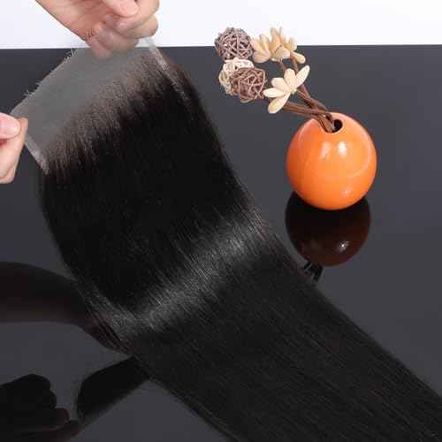5x5 SKINLIKE HD Lace Closure, Invisible HD Lace Closure Single Knot Pre-Plucked Natural Hairline Brazilian Human Hair Closure Natural Black Color (18 Inch)