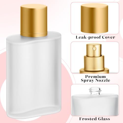 Tessco for you 12 Pcs 100ml / 3.4 Ounces Frosted Glass Bottle Perfume Atomizer Refillable Spray Empty Perfume Dispenser Fine Mist Atomizer Cosmetic Container for Travel Men Women(Gold)