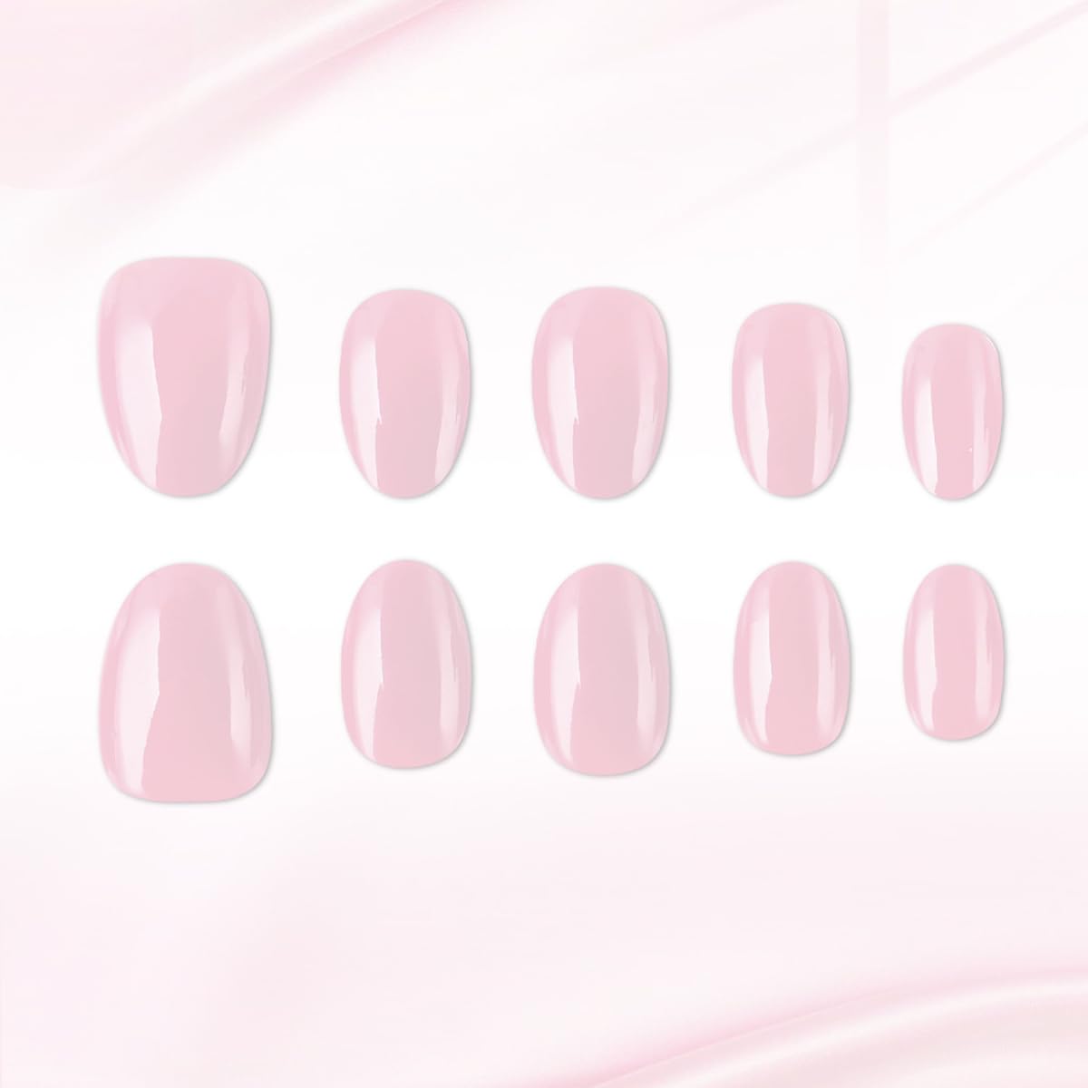 Soft Pink Press on Nails Short Oval Fake Nails with Solid Color Design,Reusable Artificial Nails,Easy Apply Full Cover Stick on Nails for Women Manicure 32Pcs