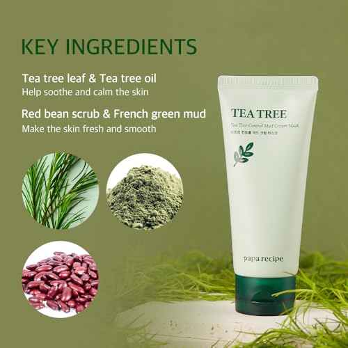 Papa Recipe Tea Tree Mud Mask ? Kaolin & Bentonite Clay for Pore Care & Oil Control ? Red Bean Exfoliation & Soothing Formula ? Korean Skincare