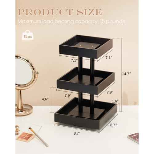 Homde Nail Polish Organizer for 86-123 Bottles, 360 Rotating Nail Polish Rack Holder, Display Storage Shelf for Fingernail Stand and Essential Oil, Gifts for Women Girls- Bamboo,Black