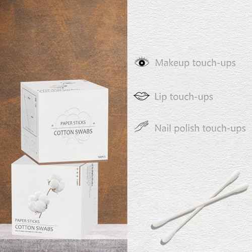 Cotton Swabs with Paper Sticks 1000ct, Double Round Cotton Buds for Beauty& Personal Care