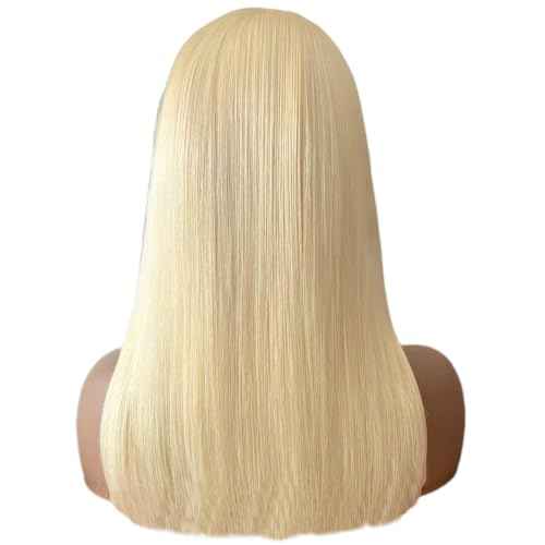 16 Inch Blonde Bob Wig Human Hair Pre Plucked with Baby Hair Straight 613 Bob Wig Human Hair 180 Density 13x4 HD Transparent Lace Blonde Short Wigs 613 Glueless Wigs for Women