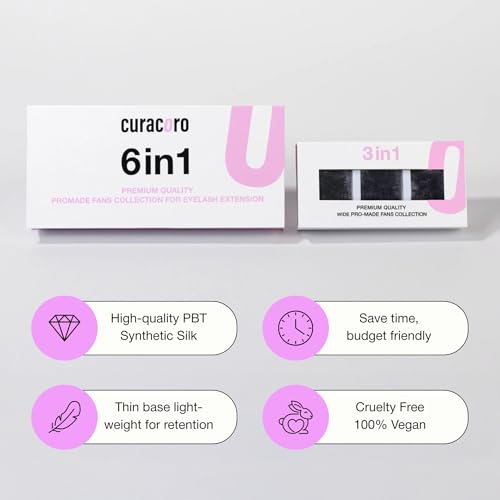 Curacoro Promade Mix 750 Fans - Handmade Volume Eyelashes, Multi Selections From 5D To 12D, C CC D Curl, Thickness 0.03~0.1 mm, 9-18mm Length, Long Lasting & Easy Application (12D 0.03 D, 11-12-13mm)