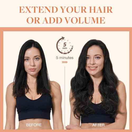 GOO GOO Invisi Edge Clip in Hair Extensions 16inch 130g 7Pcs Injected Seamless PU Clip in Hair Extensions, Virgin Real Human Hair, 2 Dark Brown