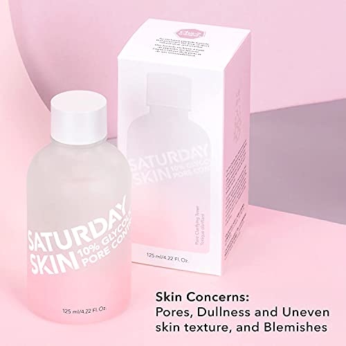 Saturday Skin Pore Clarifying Toner 10% Glycolic Acid&AHA Deep Cleansing Astringent Facial Toner,Hypoallergenic Skin-Purifying Face Toner to Cleanse, Recondition and Purify Skin, Non-Comedogenic