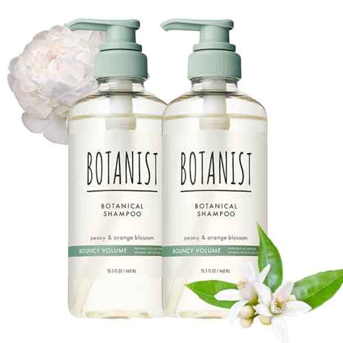 Botanist Curly Hair Shampoo for Women & Men, Thinning Hair Shampoo from Japan with Collagen, Plant Protein& Jojoba Seed Oil, Paraben & Sulfate Free Shampoo, Peony& Orange Blossom 15.5 Fl Oz 2EA