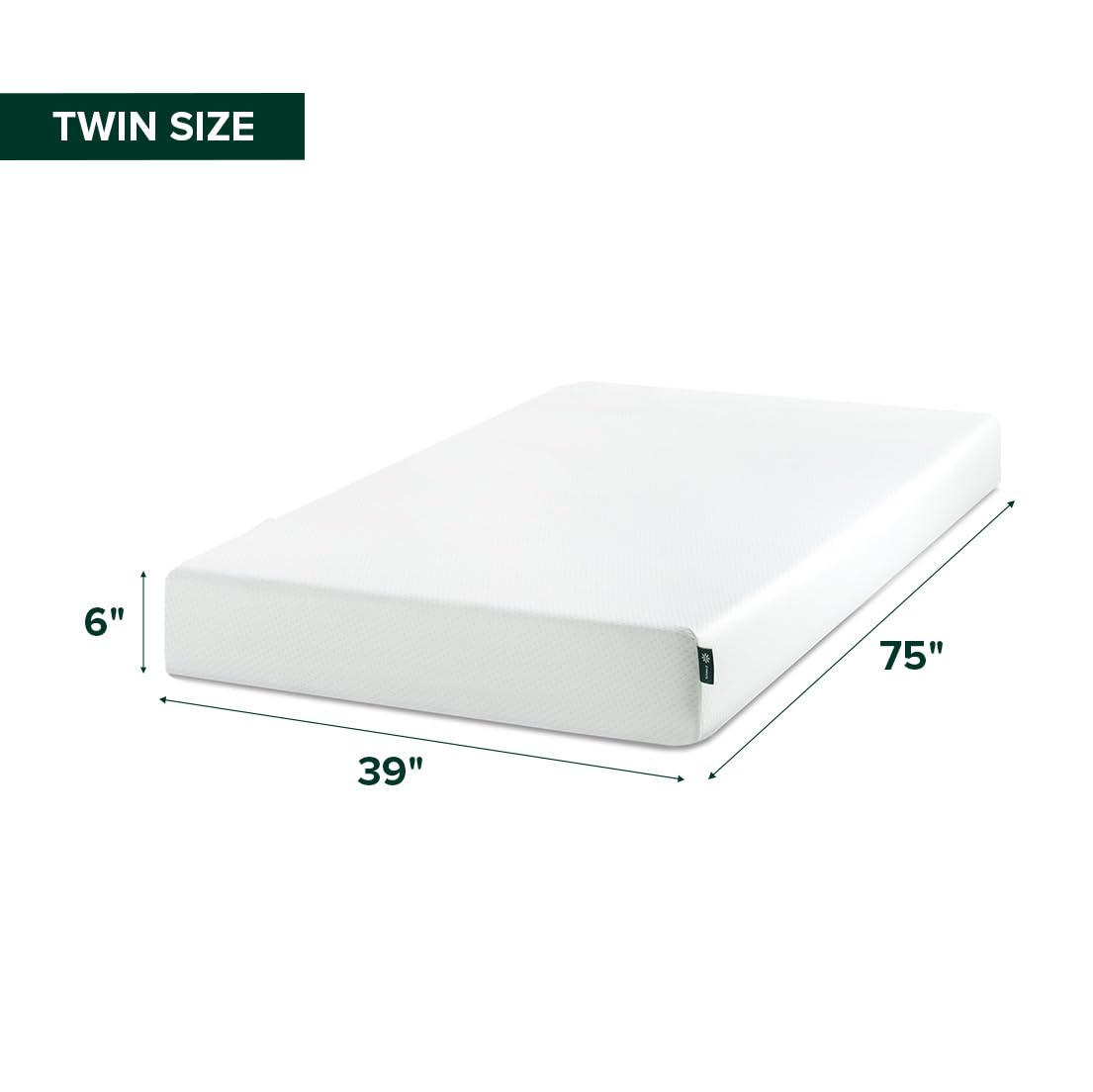 Zinus 6 Inch Twin Green Tea Memory Foam Mattress [New Version], Fiberglass Free, Medium Firm Feel, Zoned Pressure Relief, Certified Safe Foams & Fabric, Mattress in A Box