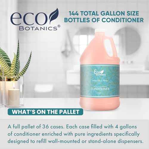Terra Pure 1-Shoppe Eco Botanics Natural Conditioner with Raw Honey & White Tea | Gallon Jug Bulk Toiletries for Airbnb, Vacation Rentals, and Home Bathroom | Refill For Soap Dispensers | Set of 4