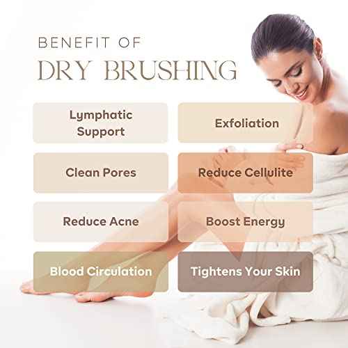 ROSENA Dry Brushing Body Brush with Curved Handle - Dry Brush Natural Boar Bristles, Bamboo, Ergonomic Design for Exfoliating & Lymphatic Drainage, Sustainable Materials