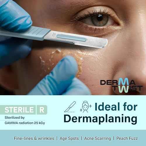 DermaTwist 10R Blades Dermaplaning 100-Pack Sterile Dermaplaning Razors for Women Face ? 10R Dermaplane Blades for face