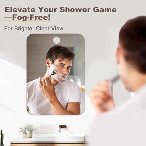 Shower Mirror Fogless for Shaving Anti-Fog Frameless Wall Hanging Makeup,10.63" L x 7.87" W,DimGrey