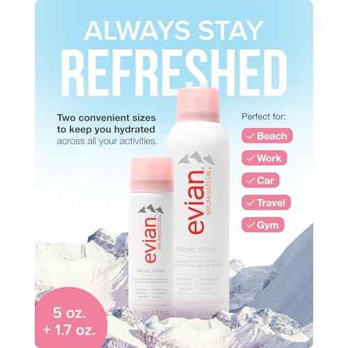 Evian Facial Spray Weekender Kit - Hydrating Mineral Water Mist for Face & Skin - Refreshes Makeup, Sets, & Tones - Travel-Friendly Size for Weekend Hydration and Skincare Essentials