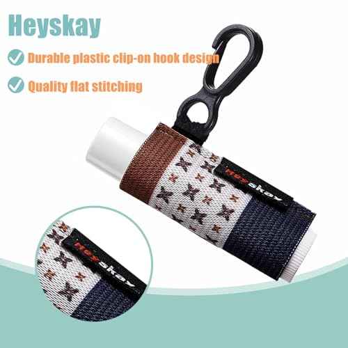 HEYSKAY 8PCS Lip Balm Keychain Holder Compatible with Chapstick, Stocking Stuffers Gifts Keychain Lip Gloss Holder Key Chain Lipstick Holder Sleeves(Classical Strap Patterns)