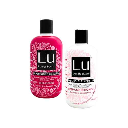 LATINUS BEAUTY RESCUE Impossible Keratin Anti-Frizz Shampoo and Conditioner Set for Dry, Damaged Hair (12 oz each)