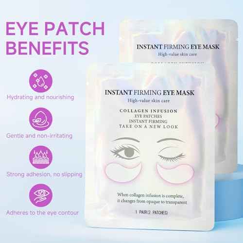 Under Eye Patches, Instant Firm Eye Patches Temporary, Collagen Peptide Firming Eye Mask for Under Eye Bags and Wrinkles Filler Improve Wrinkles Dark Circles Fine Lines for Women Men, 10 pair