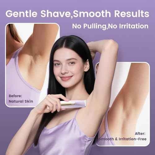 Bikini Trimmer for Women, 2-in-1 Electric Razor with Dual Heads, Ceramic Blade, Waterproof & Rechargeable, Painless Pubic Hair Shaver for Bikini, Underarm, Legs, Face ? PinkPurple