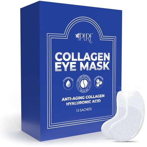 LA PURE 24k Gold Under Eye Mask for Dark Circles and Puffiness, Revitalizing & Non-Irritating Anti Aging Eye Patches with Hyaluronic Acid & Collagen - Dermatologically Tested - 15 Pairs Eye Gel Pads