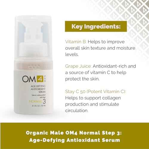 Organic Male OM4 Normal STEP 3: Age-Defying Antioxidant Serum - Men anti-aging light facial Vitamin C solution refines fine lines and wrinkles for men