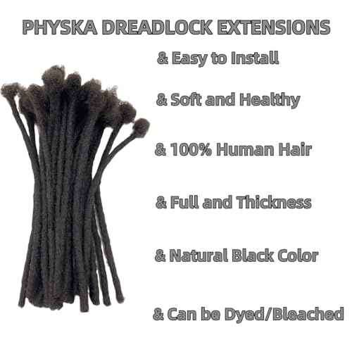 Loc Extension Human Hair 0.4cm Width 8inch 40 Strands 100% FUll Handmade Permanent Dreadlock Extension Human Hair for Women/Men/Kids Can Be Dyed Bleached Curled (Width 0.4cm Natual Black)