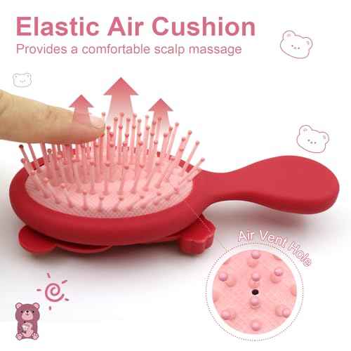 Mini Toddler Hair Brush Detangler Brush Kids Detangling Hairbrush Soft Massage Comb Small Travel Hair Brush for Thick Curly Thin Long Short£¨Red£©