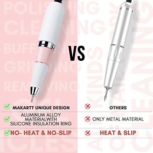 Makartt Nail Drill Handpiece for Malory, 30000RPM Rechargeable Electric File Machine Replacement for Manicure Art Tool, Professional Gel Polish Acrylic Powder Remover