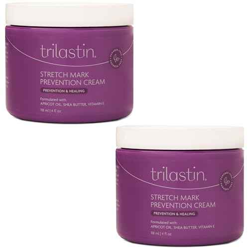 TriLASTIN Maternity Stretch Mark Cream - Hydrating Pregnancy-Safe Skin Care - Gentle Hypoallergenic Care for Pregnancy Must Haves - Pairs Belly Butter & Stretch Mark Oil - 4 Fl Oz Each, Pack of 2