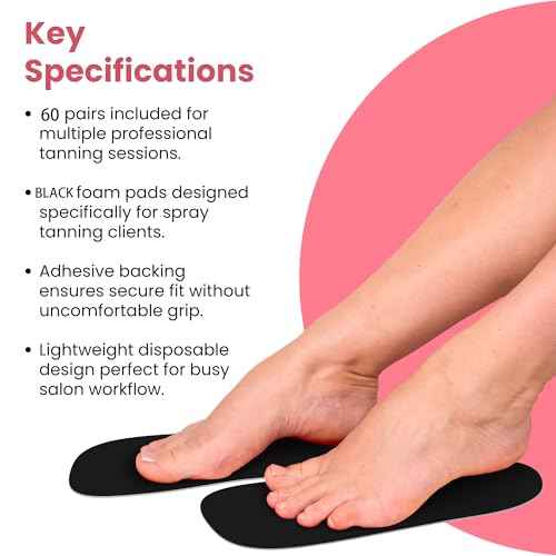 CHNELSS 60Pairs Professional Spray Tan Feet Pads - Disposable Foam Feet Protectors for Tanning Salon Hygienic & Comfortable Feet for Spray Tanning - Spray Tan Foot Covers for Tanning Tent(Black)