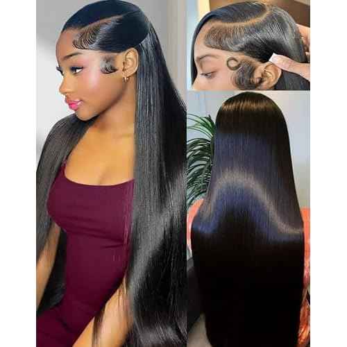 26 Inch Straight Wigs Human Hair Can Last 6-9 Months 200 Density HD Lace Front Wigs Human Hair 13x6 Real Human Wig Pre Plucked Tangle-Free Natural Black for Women
