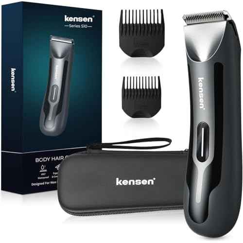 kensen Body Hair Trimmer for Men - Manscape Electric Shavers for Men, Rechargeable Pubic Hair Trimmer with Replaceable Ceramic Blade Head IPX7 Waterproof Wet/Dry Groin Trimmers Ball Shaver (Black)