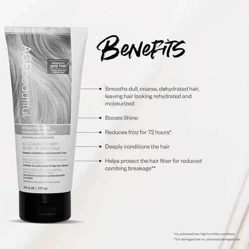 AGE beautiful Hydrating Mask for Wiry, Coarse Silver or Gray Hair, with Silk Amino Acids & Keratin, Deeply Condition & Reduce Frizz for Smooth, Shiny Hair