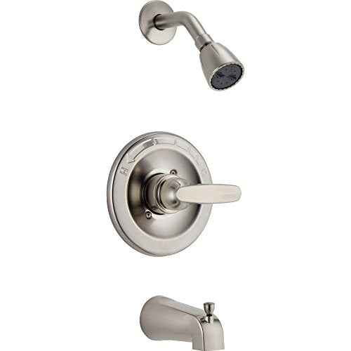 Delta Foundations 13 Series 2-Spray Bathtub and Shower Faucet Set, Brushed Nickel Shower Head and Handle Set, Valve Trim Kit, Stainless BT13410-SS (Valve Not Included)