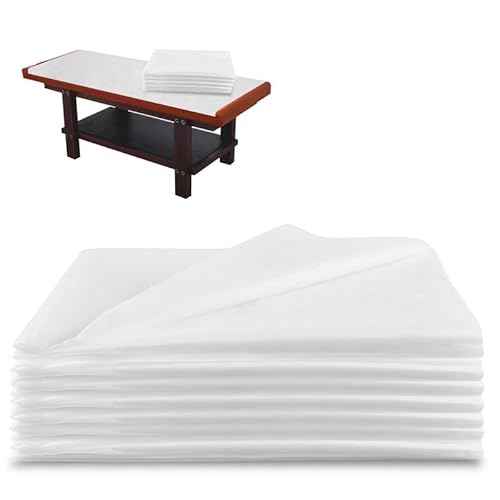 Disposable Massage Table Sheets 100PCS -Massage Bed Cover - Non-Woven Fabric Oil-Waterproof,Comfortable, Thick and Durable, Soft, Latex-free, Disposable Waterproof Sheets 31.5" x 74.9"(White)