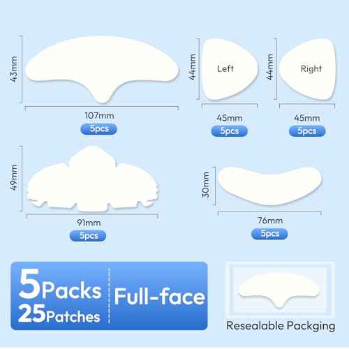 Full Face Pimple Patches(5 Pack),Big Hydrocolloid Acne Patches,Skin Care Zit Patches for Whole Face,Nose, Chin, Forehead & Cheeks w/Tea Tree Oil, Salicylic Acid & Cica Oil£¨5 Pack,25 Patches£©