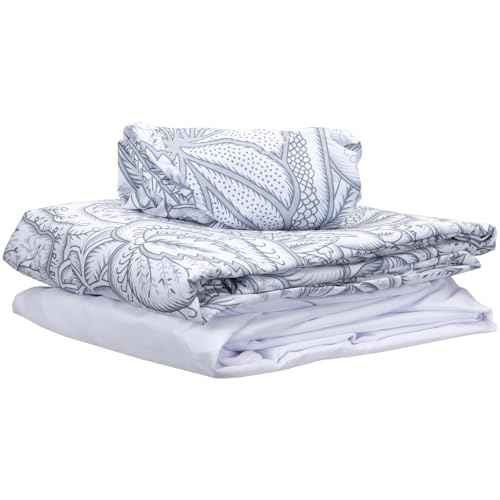 ForPro Premium Designer Microfiber 3-Piece Massage Sheet Set, Island Tranquility, Ultra-Light, Stain and Wrinkle-Resistant, Includes Massage Flat Sheet, Fitted Sheet and Face Rest Cover, White