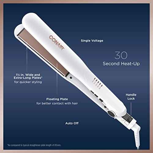 Conair Double Ceramic Flat Iron, 1 1/4-inch Hair Straightener